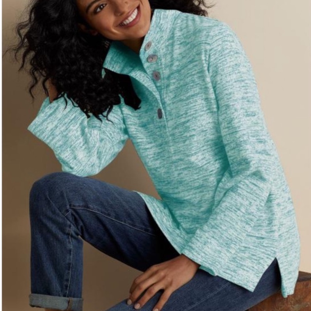 Soft Surroundings Aqua Touchable heather Tunic Top